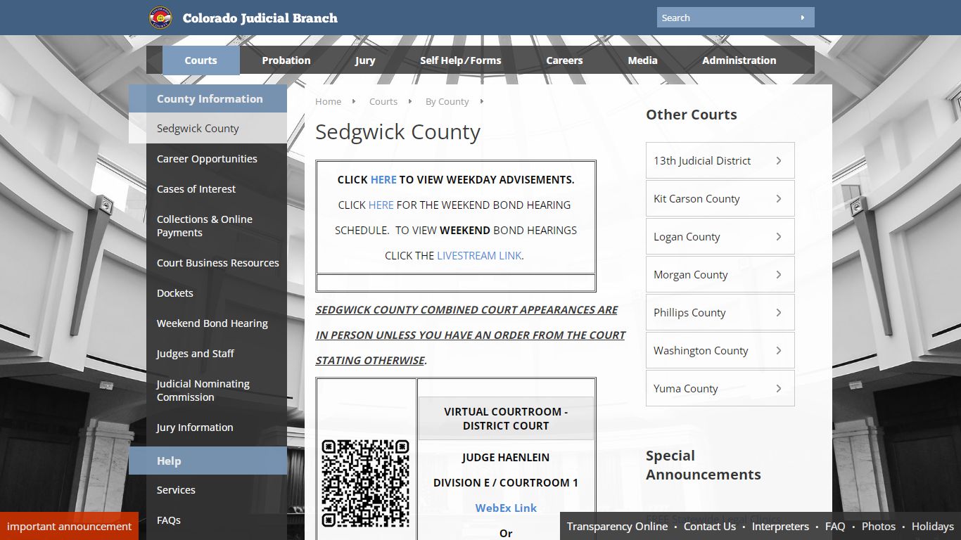 Colorado Judicial Branch - Sedgwick County - Homepage